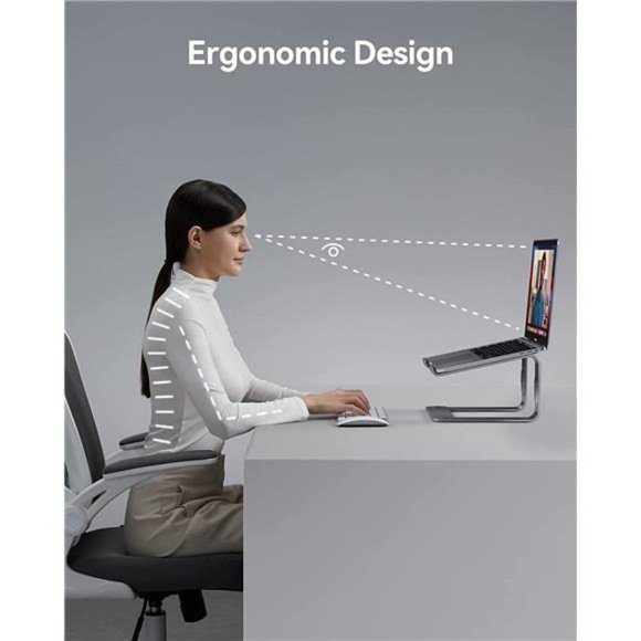 Laptop Stand, Ergonomic Laptop Riser Laptop Mount for Desk, Silver - Picture 2 of 6